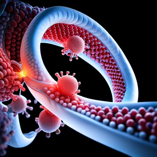 AI-generated illustration of a helix crossing a cell membrane